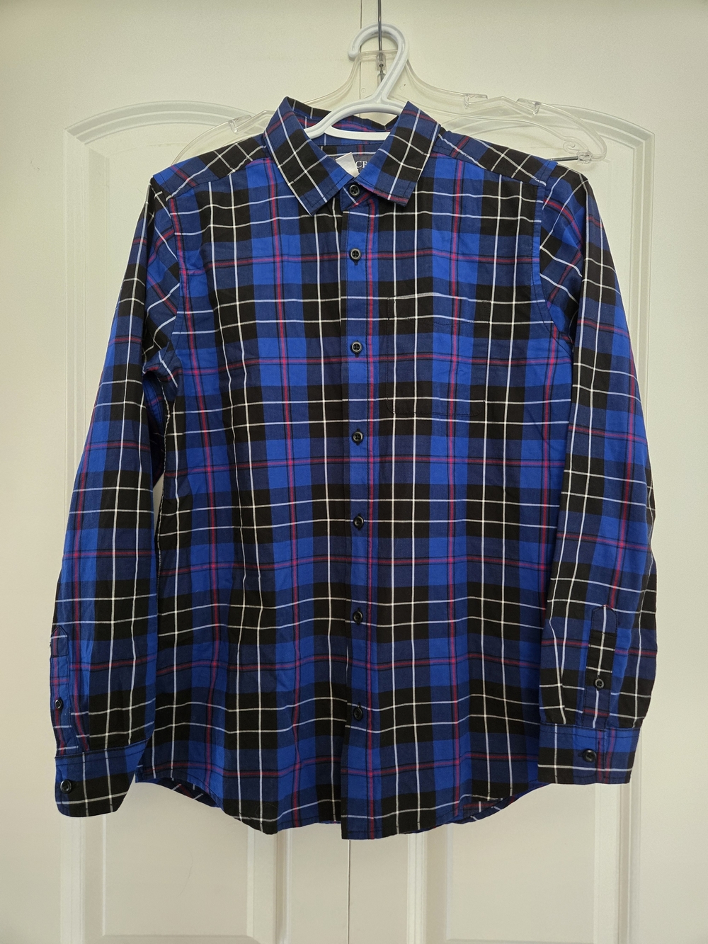 The Children's Place Blue and Black Plaid Button-Down Shirt